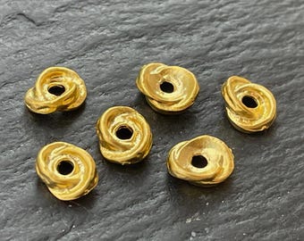 Perline a rondella ritorte placcate oro opaco, 6 pezzi, tappi terminali per perline distanziatrici a spirale, accessori per la creazione di gioielli, 1390A