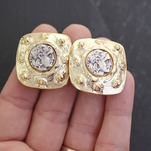 Replica Earrings Gold and Silver plated Greek Roman Coin Clip On Turkish jewelry KP52