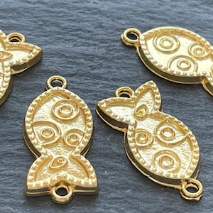 4pc Gold Plated Fish Pendants, Fish Connectors, Fish Charms, Fish Link, Turkish Jewelry supplies mdla1522A
