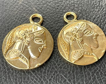 2 Roman Replica Anhänger 24K Vergoldete antike griechische Münze Türkischen Schmuck Versorgung mdla0001A