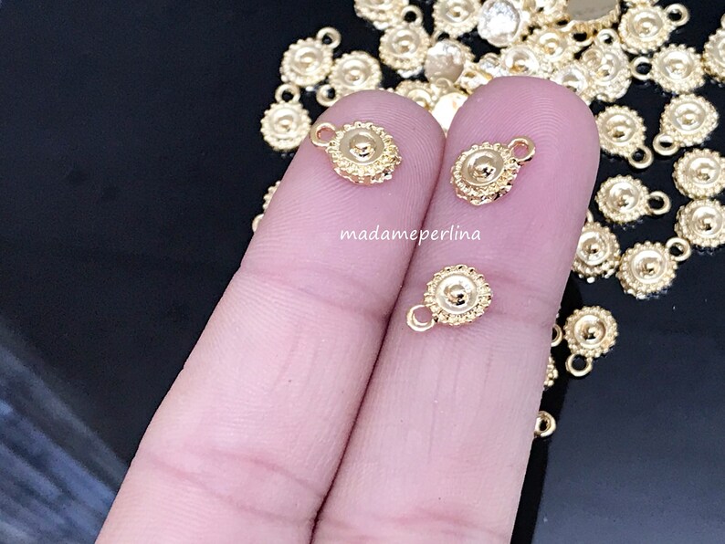 20 Mini Charms 24k Gold plated floral coins charm Turkish Jewellery making supplies findings components mdla0268C