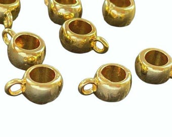 Förgyllda pärlor med ögla för smyckestillverkning, 10 st hängen med ögla för halsband, 175D