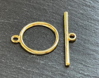 Gold Plated Toggle Clasp for Jewelry Making, T Bar Closure Jewelry Findings Supply, 1516E