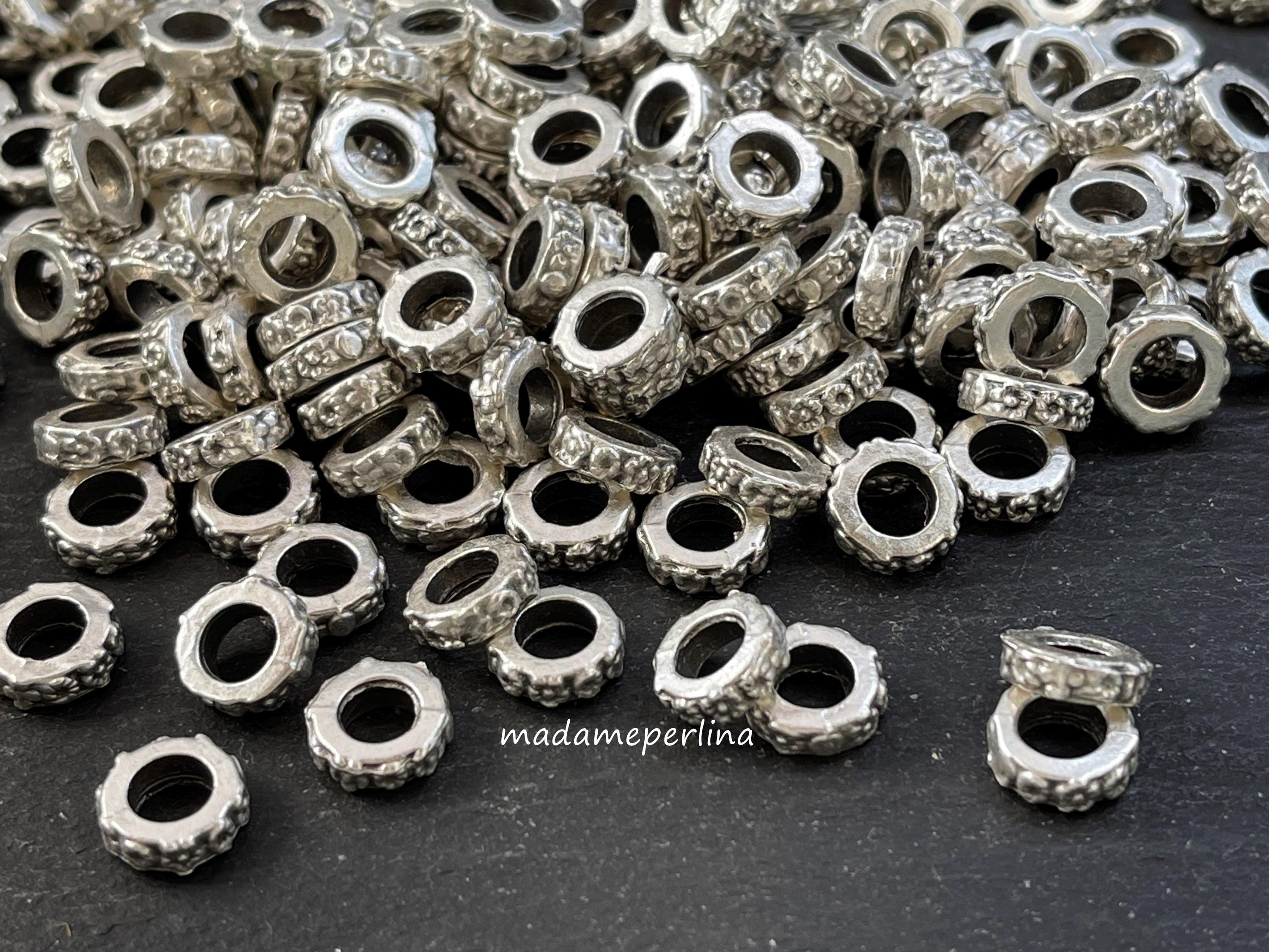 Weebee 100 Perline Distanziali Con Strass Cecki Misti 4mm - Rondelle Placcate Argento Per Creazione Gioielli Fai Da Te - 2