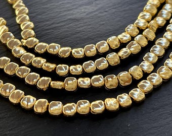 10  Thumbled Square Beads Gold plated flat 5mm organic look Turkish jewelry supply mdla1220A