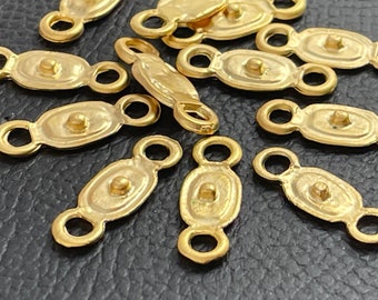 Matte Gold Plated Oval Connectors 12pcs Double Loop Links Minimalist DIY Jewelry Making Supplies, 1038A