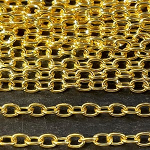 Chain 5mm  Gold Plated Oval open links cable 3.3 Feet 1 meter Turkish Jewelry supply mdla1378C