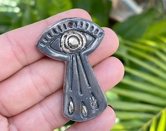 Ceramic Evil Eye Pendant Designed for Jewelry Making, Hand Crafted Bead, 1546-6