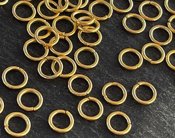 30  Jump Split Rings Gold plated open type ring 6mm 20 gauge Turkish jewelry supply craft  mdla0361A