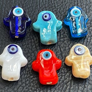 1  Evil Eye Hamsa Hand Blue pendant bead hand Made Glass evileye Nazar Amulet Turkish jewelry supply mdla0751C