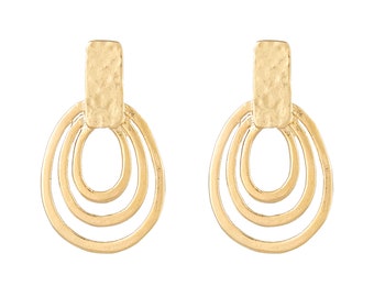 Multi Oval Hoops Earrings 24K Gold plated Loops Hoops Turkish hand made jewelry KP283