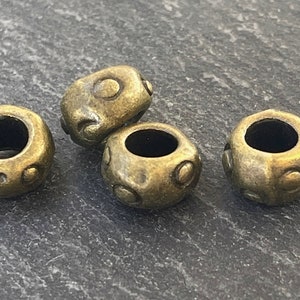 4   Spacer Beads Bronze plated donut saucer rondelle 12mm large hole 6.5mm Turkish jewelry supply mdla0022C