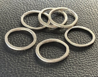 Silver Plated Round Connector Rings 6 pcs Circle Links for Jewelry Making Hoop Connectors DIY Supplies, 200B