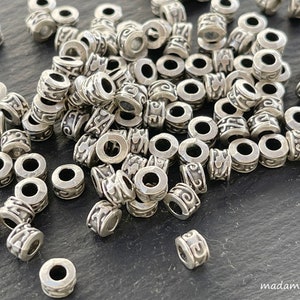 10  Cylinder Spacer Beads Silver plated  6mm Turkish jewelry supply  mdla1271B