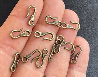 Bronze Plated Hook Clasps, 10 PCS Jewelry Closure Hooks, Necklace Bracelet Clasp Findings, DIY Jewelry Making Supplies, 245C