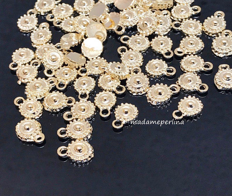 20 Mini Charms 24k Gold plated floral coins charm Turkish Jewellery making supplies findings components mdla0268C