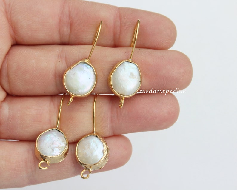 Beading Earrings Hooks Genuine Pearls 24K Gold plated bezels 1 Etsy