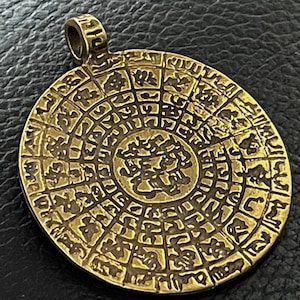 1  Phaistos Disc Pendant Bronze plated Greek Roman Phaestos Coin Turkish Jewelry supply  mdla0864C