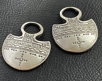 Silver Plated Tuareg Shield Pendants for Making Jewelry , 2 pcs Statement DIY, 941B