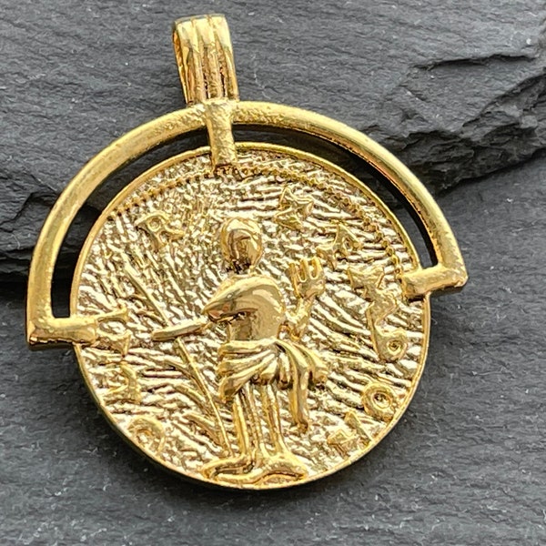 1 Greek Replica Pendant 24K Gold plated Ancient Coin Turkish jewelry supply mdla0193A