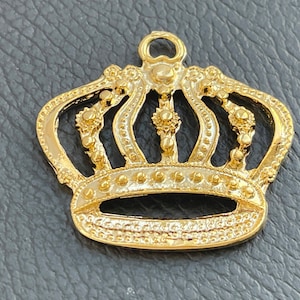1 pendentif couronne en plaqué or, couronne de roi détaillée, fourniture de bijoux turcs mdla1088C