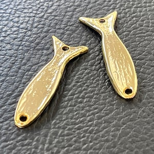 2  Fish Connector Pendants Gold plated fishes pisces links Turkish jewelry supply mdla0339D