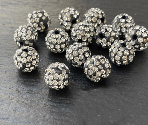 Perles Shamballa En Cristal Strass Gris 10mm - Lot De 10 Pièces, Qualité Supérieure - Pour Création De Bijoux