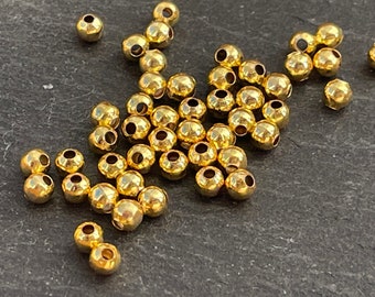 30 gładkich koralików dystansowych, pozłacanych, 3,5 mm, mdla0136A