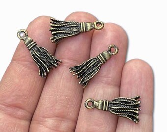 Antique Bronze Metal Tassel Pendants 4PCS Jewelry Making Supplies Crafter Findings, 206C