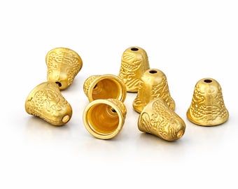 Matt Gold überzogene Kegelende Perlen 8 Stück Schmuck Kordel Enden, 296
