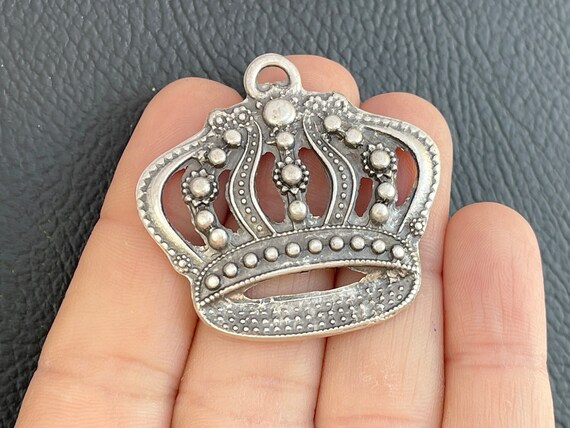 Silver plated Crown from turkey 1 Crown Pendant Matte Silver Plated King Crown Turkish  main image 3