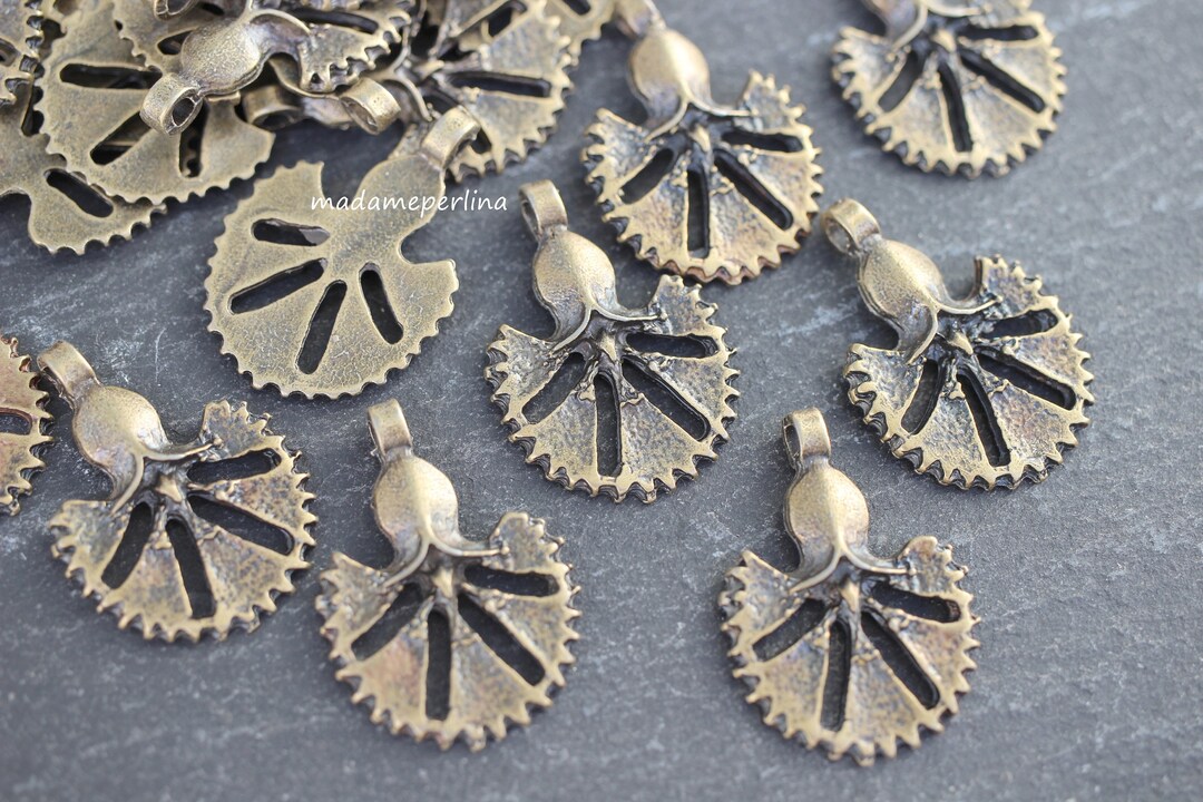 2 Clove Pendants Bronze Plated Tulip Floral Turkish Jewelry Etsy