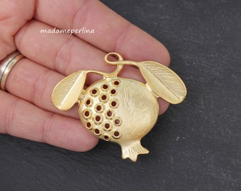 1   Pomegranate Pendant 22k Matte Gold plated Turkish Jewelry designer supply mdla0010A