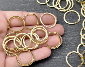 Vergoldete runde Verbinderringe Set 6 Stück Kreis Links für Schmuckherstellung Hoop Verbinder DIY Zubehör, 200C