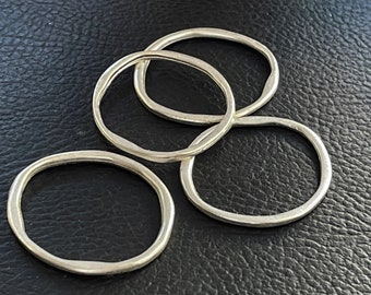 Silver Plated Hoop Pendant Connectors, 4 PCS Minimalist Open Circle Links 34mm, DIY Jewelry Findings, 1059B