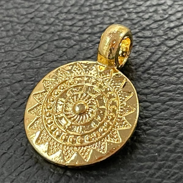 1  Mandala Pendant 24k Gold plated  30mm Large bail  Turkish Jewelry supply mdla0335A