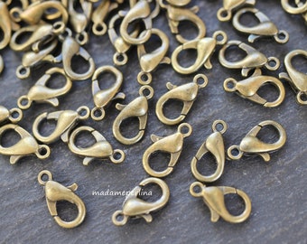 10 fermoirs mousqueton plaqués bronze 12 mm Résultats d'approvisionnement en bijoux turcs mdla0452F