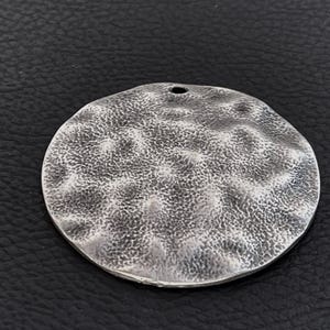 1  Round Pendant Matte Silver plated textured large tribal medallion  Turkish jewelry supply mdla1057B