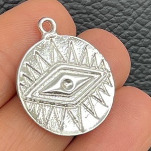 1  Evil Eye Pendant Silver Plated Talisman Turkish jewelry supply mdla1099B