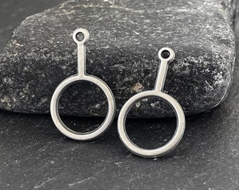 Silver Plated Circle Pendant Connectors, Round Open Frame Charms for Jewelry Making Minimalist Jewelry Supplies, 127B