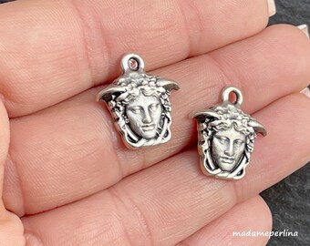 2  Medusa Pendant charms Matte Silver plated Turkish jewelry supply mdla0925B
