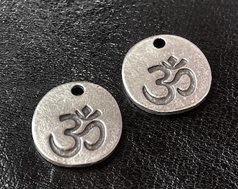 Matte Silver Plated Om Charm Pendants for Jewelry Making, Yoga Meditation Symbol Charms, Spiritual Necklace Bracelet Jewelry Supply, 1328B