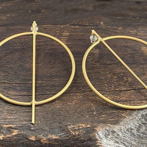 Circle Bar Earrings Matte Gold plated Hoop Loop posts studs Turkish hand made jewelry KP58A