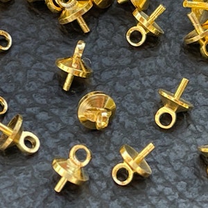 20  Bead Cap Bail Peg Gold plated for Half Drilled Beads Screw Eye Pin Pendant Drop Turkish jewelry supply  mdla0182A
