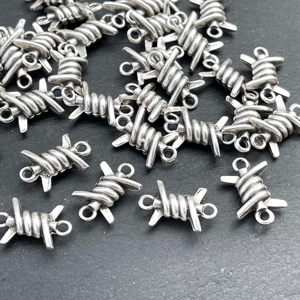 6   Barbed wire Connectors Matte Silver plated Links Turkish jewelry supply mdla1394B