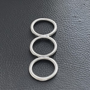 1   Linked Hoops pendant Matte Silver plated connector three Loops Turkish jewelry supply mdla0067B