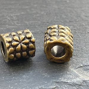 2  Floral Spacer Beads 9mm Bronze plated chunky Large 5mm Hole bead Turkish jewelry supply mdla1284C