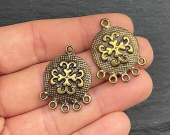 Bronze Plated Multi Loop Connector Pendants 2PCS, Floral Chandelier Link Charms, Jewelry Making Findings, 28C