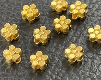 Matte Gold Plated Flower Beads, Small Daisy Metal Spacers 10 PCS for Jewelry Making Findings Supplies, 663A