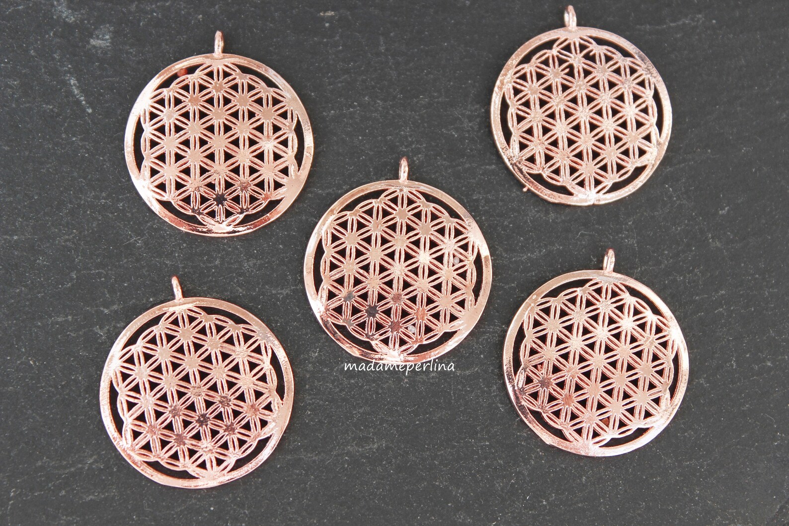 1 Sacred Geometry Pendant Flower of Life Rose Gold Plated Turkish ...